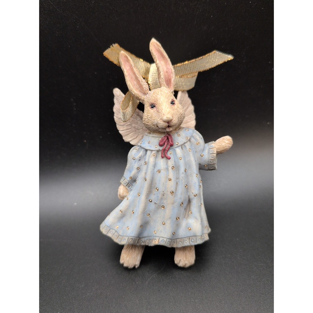 Paris Bottman Animal Angels White Rabbit Angel Ornament Bottman Design Blue